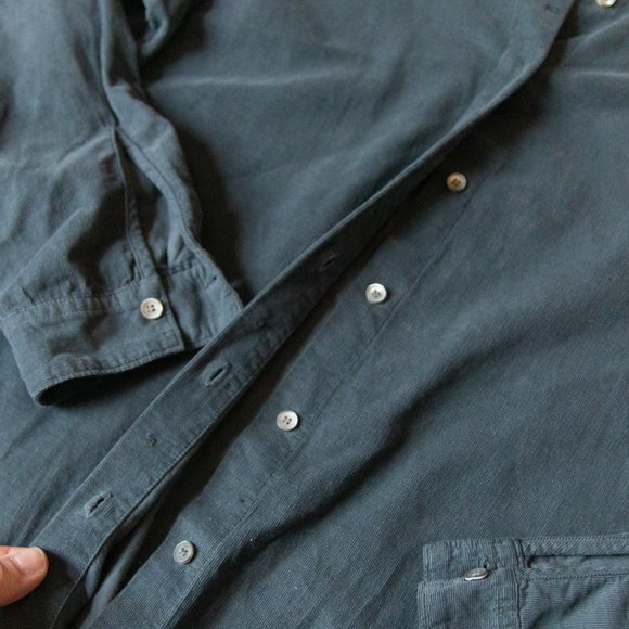 Hartford Dark Gray Concealed Button 100% Cotton Front Collar Shirt Dress Size 4 - Picture 4 of 8